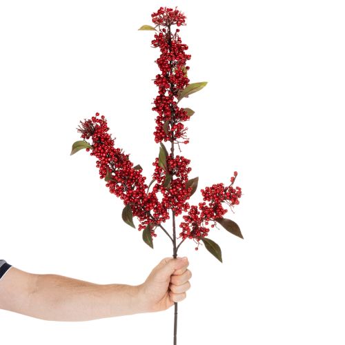 Kunststoff Branch with Red Berries and Green Leaves 96cm | Floristik24.co.uk