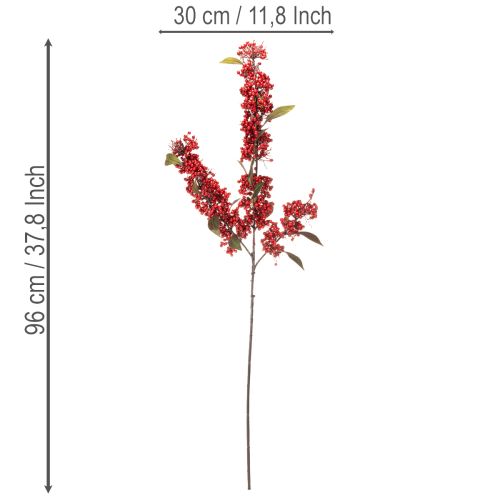 Kunststoff Branch with Red Berries and Green Leaves 96cm | Floristik24.co.uk
