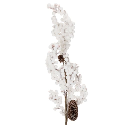 Kunstzweig with White Berries and Natural Pinecones, 60cm