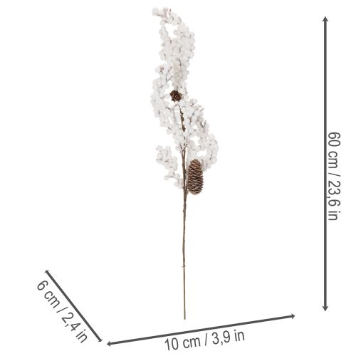 Kunstzweig with White Berries and Natural Pinecones, 60cm | Floristik24.co.uk