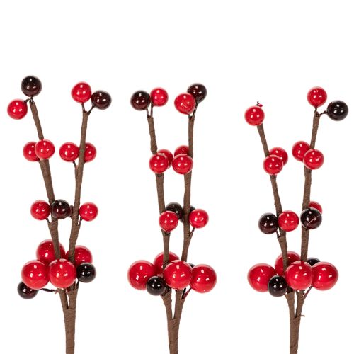 Artificial Red Berry Branches, 15cm, Set of 6 buy online | Floristik24.co.uk
