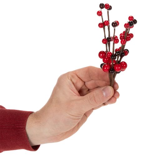 Artificial Red Berry Branches, 15cm, Set of 6 | Floristik24.co.uk