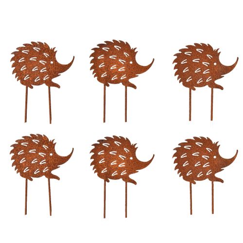 Flowerbed stake hedgehog rust metal rust 10x8.5cm 6pcs