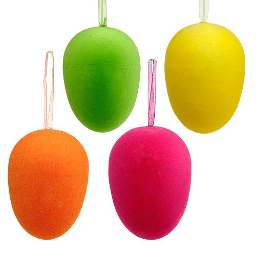 Floristik24 Flocked decorative eggs 12cm 8 pcs