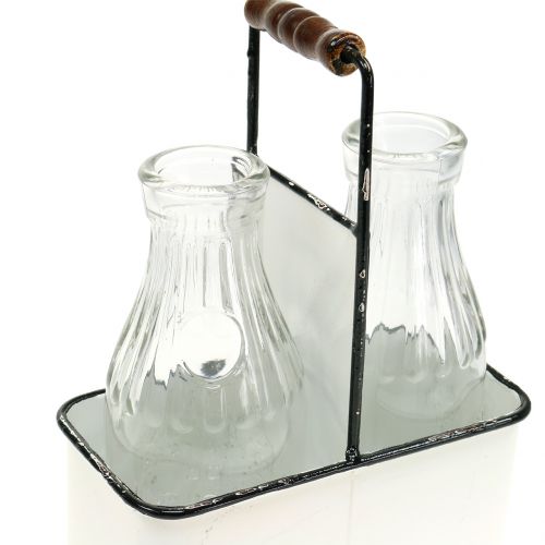 Floristik24 Decorative bottle vases in metal holder H25cm