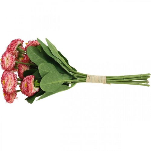 Product Artificial flower, artificial Bellis in bunch, daisy white-pink L32cm 10 pcs
