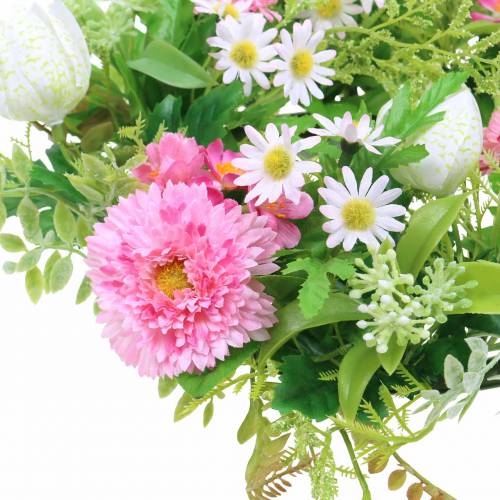Product Bellis wreath / checkerboard flower pink, white Ø30cm