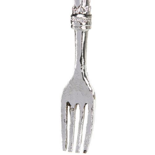 Product Cutlery decoration for hanging metal look silver 14cm 12 pcs