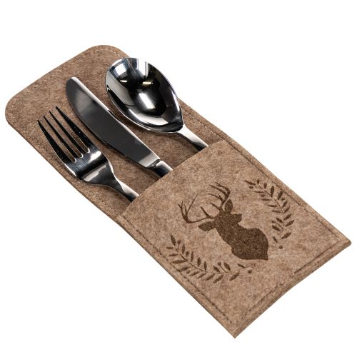 Felt Cutlery Pouches with Deer Design, 26cm, Brown, Set of 4 buy online | Floristik24.co.uk