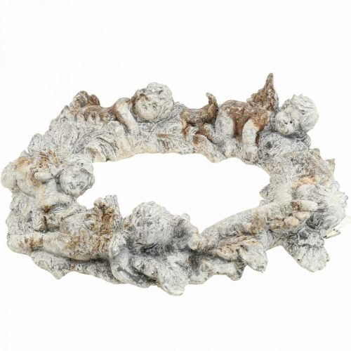 Product Concrete deco angel deco wreath wall decoration white brown 36.5cm