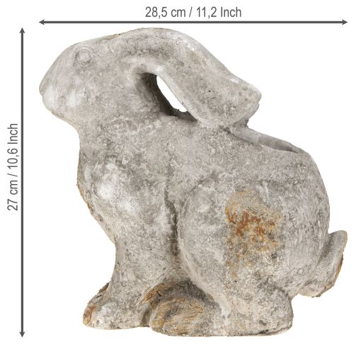 Product Flower pot Easter rabbit Cast stone Antique style Grey H27cm