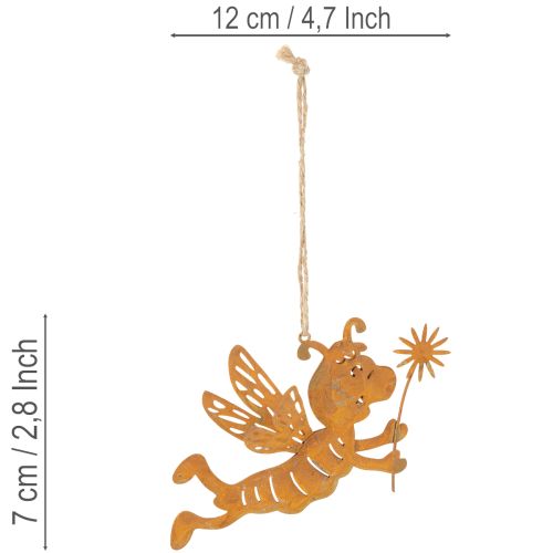 Hanging bee decoration, rust-colored metal, summer decoration, 12cm, 6 pieces | Floristik24.co.uk