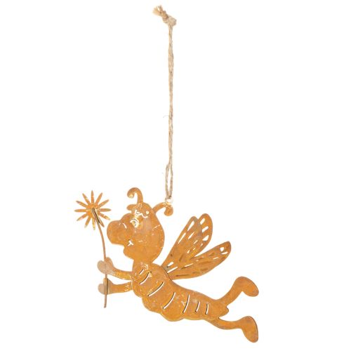 Hanging bee decoration, rust-colored metal, summer decoration, 12cm, 6 pieces | Floristik24.co.uk