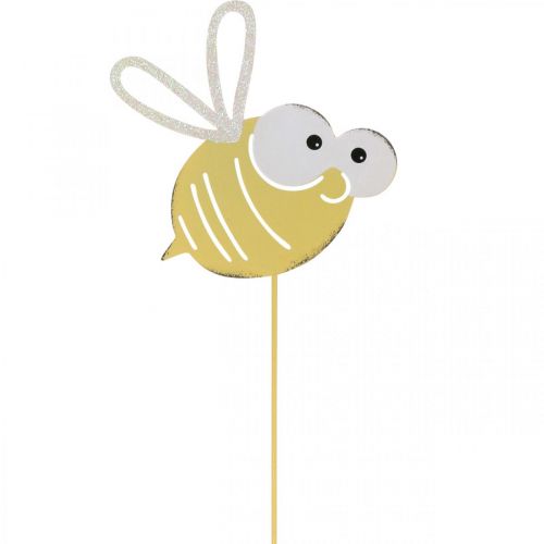 Floristik24 Bee as plug, spring, garden decoration, metal bee yellow, white L54cm 3pcs