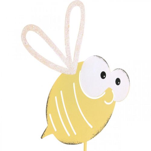 Product Bee as plug, spring, garden decoration, metal bee yellow, white L54cm 3pcs