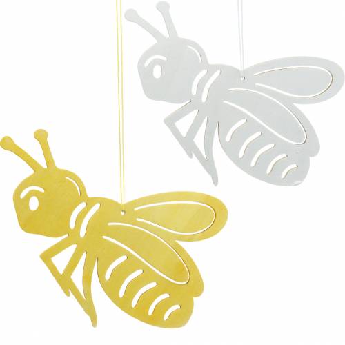 Wooden figure bee, spring decoration, honeybee to hang up, decorative insect 6pcs