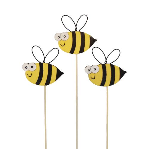 Spring decoration flower plug wooden bee decoration 7cm 12pcs