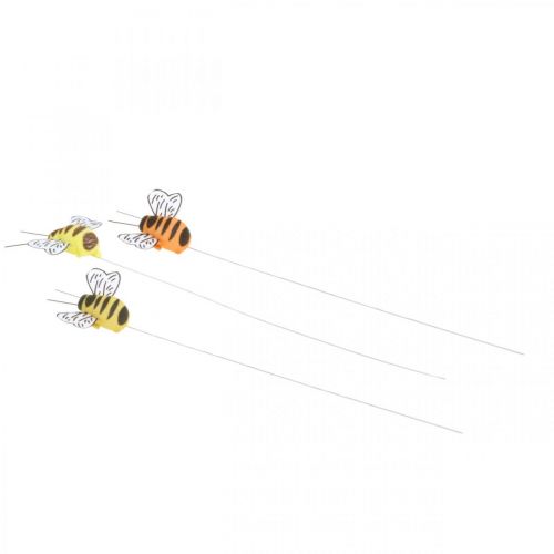 Product Bee on wire, flower stick, decorative bees, spring orange, yellow W4.5cm 24 pcs