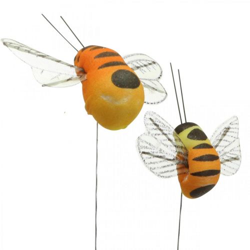 Product Deco bee, spring decoration, bee on wire orange, yellow B5/6.5cm 12pcs