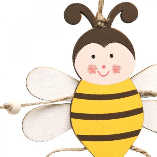 Product Bee to hang, spring decoration, wooden pendant H9.5cm 6pcs