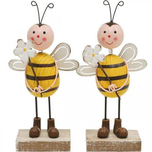 Floristik24 Decoration Bee with Flower Decorative Figure Summer Decoration H21cm 2 Pcs