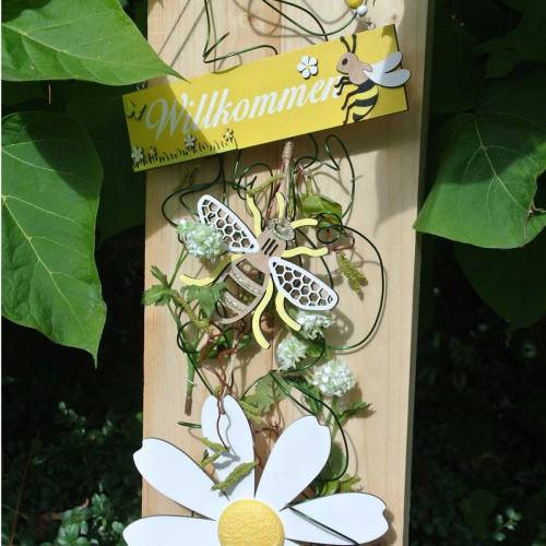 Product Decoration for hanging bees yellow, white, golden wood summer decoration 6 pieces