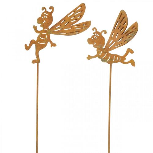 Flower plug bee, rust decoration, decorative plug patina L31/32cm 6pcs