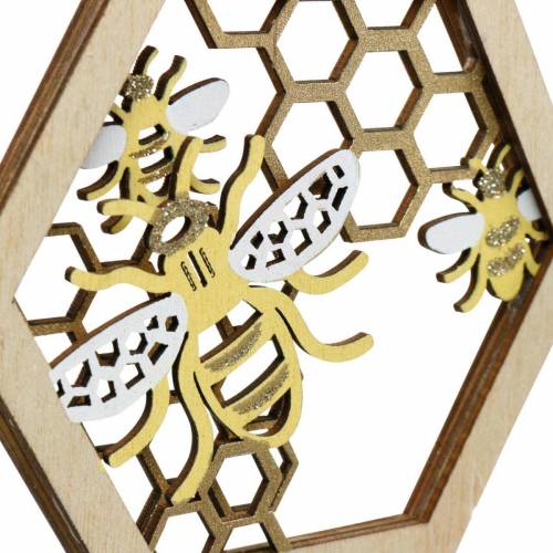 Floristik24 Honeycomb to hang, summer decoration, honeybee, wooden decoration, bees in honeycomb 4pcs