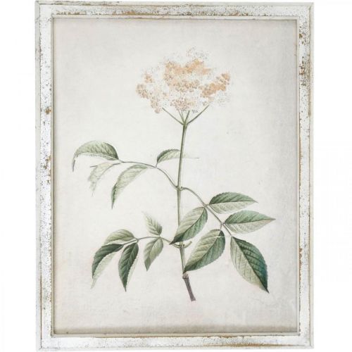 Picture with shabby chic wood frame, flower wall decoration 40×50cm