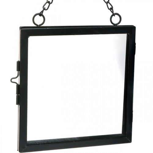 Product Picture frame for hanging metal and glass black 18x19cm