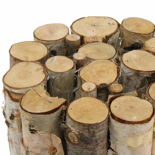 Floristik24 Birch jar with test tubes natural Ø17cm H13cm