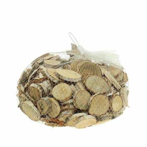 Floristik24 Birch slices round natural 5cm 1kg for decoration with bark