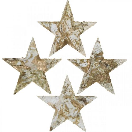 Decorative Star Birch Bark Birch Stars Natural, Golden 6.5cm 30 pcs