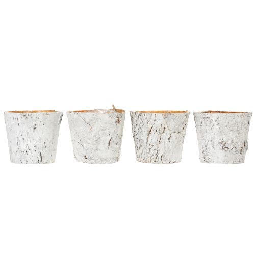 Product Birch pot, medium size, plant pot, birch, white, Ø12cm, H10.5cm, 4 pieces
