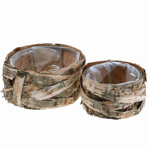 Floristik24 Planter round birch pot Ø17 / 23cm 2pcs