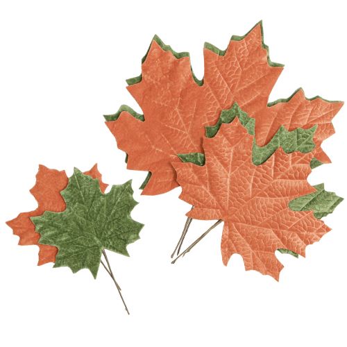Product Autumnal maple leaf decorations in vibrant orange and green tones 16–33cm 6 pcs