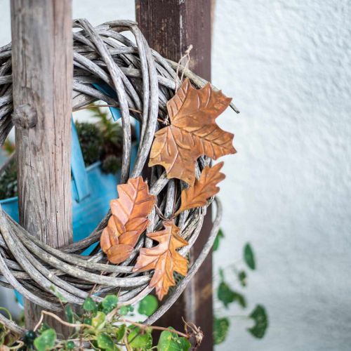 Product Leaves metal to hang rust brown autumn leaves 7.5-10cm 4pcs