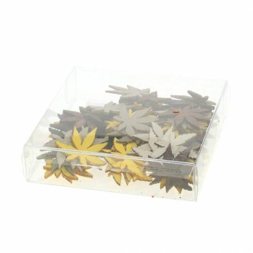Product Scatter decoration leaves yellow, brown, platinum assorted 4cm 72 pcs