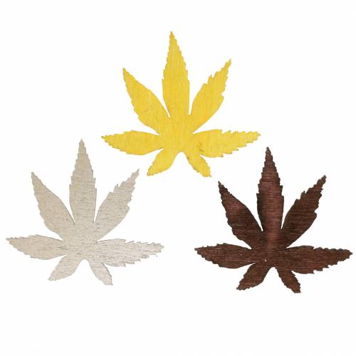 Floristik24 Scatter decoration leaves yellow, brown, platinum assorted 4cm 72 pcs