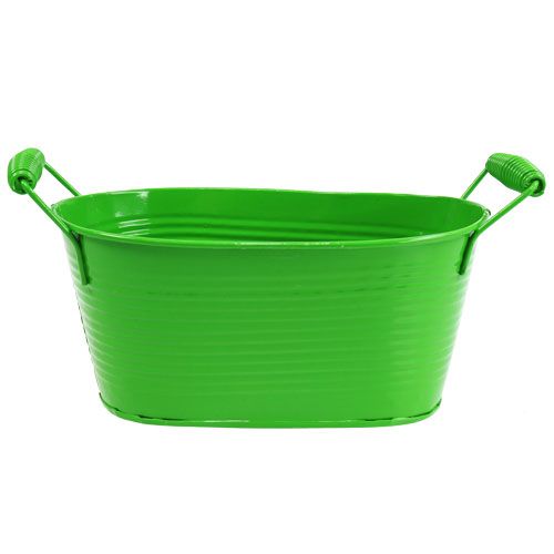 Floristik24 Tin bowl oval green 20cm x 12cm x 9cm