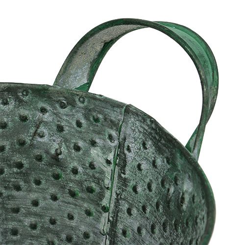 Floristik24 Tin bucket green with dots Ø15cm H12cm