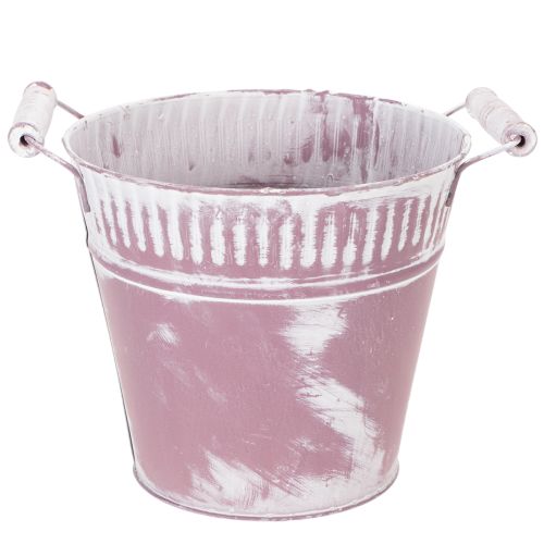 Tin bucket, purple and white washed, Ø19cm H17cm, 1 pc. buy online | Floristik24.co.uk