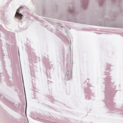 Tin bucket, purple and white washed, Ø19cm H17cm, 1 pc. | Floristik24.co.uk