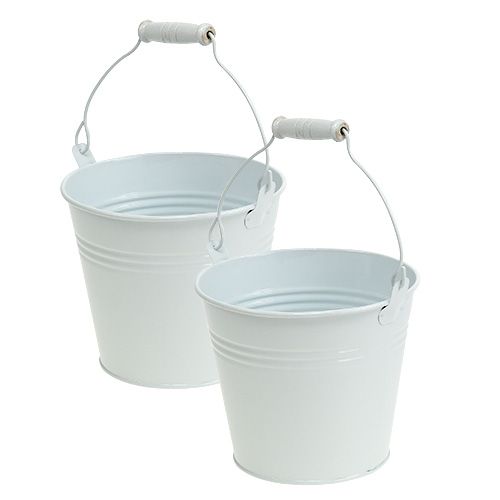 Product Metal bucket white Ø14cm H12cm 6pcs