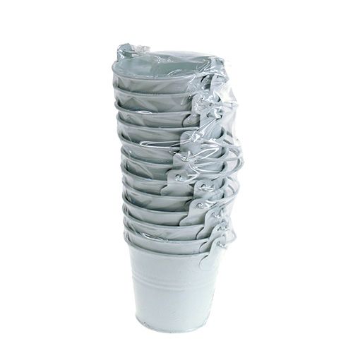 Floristik24 Tin bucket white Ø8cm H7cm 12p