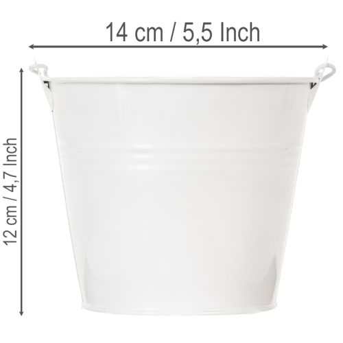White tin buckets Ø14cm H12cm 6 pcs | Floristik24.co.uk