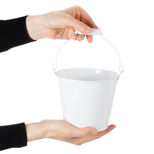 White tin buckets Ø14cm H12cm 6 pcs | Floristik24.co.uk