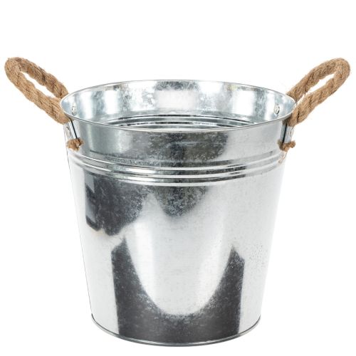Glossy metal bucket with rope handles, Ø22cm buy online | Floristik24.co.uk