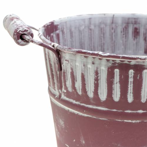 Product Metal bucket purple white washed Ø15cm H14,5cm 1 pc
