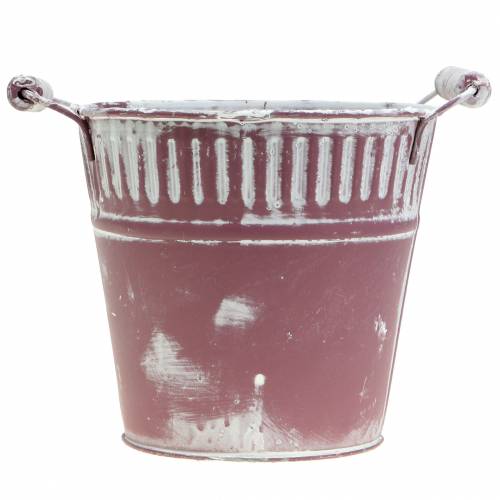 Product Metal bucket purple white washed Ø15cm H14,5cm 1 pc